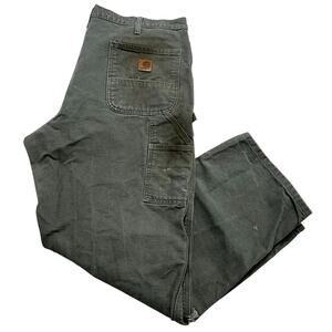 Vintage‎ Carhartt Distressed Trashed Carpenter Pants in Moss Green - 40X32